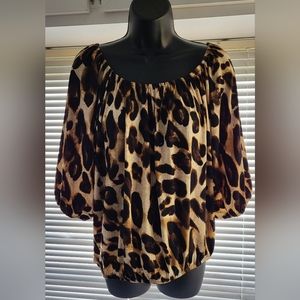 Grace Elements leopard print blouse size L